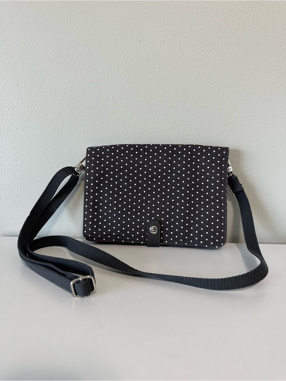 thirty-one Black Crossbody Bag with White Polka Dots